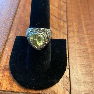 Citrine heart shape ring set in Marcasite.size 6